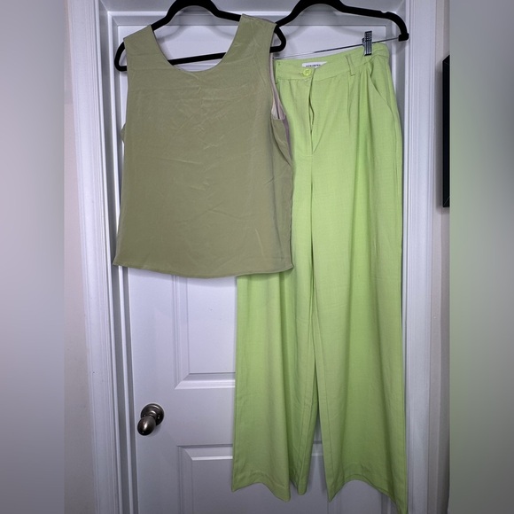 WeWoreWhat Women’s Lime Green Wide Leg Pleated Front Trouser Pant, Sz 6 - Picture 10 of 10
